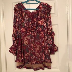 For Love and Lemons Floral Drawstring Mini Dress